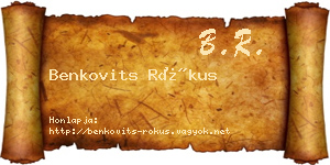 Benkovits Rókus névjegykártya